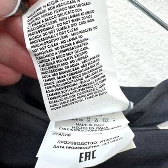 Max Mara Italy Black & White Abstract Print Tie-Waist Midi Skirt Size 8 Silk - Picture 6 of 8